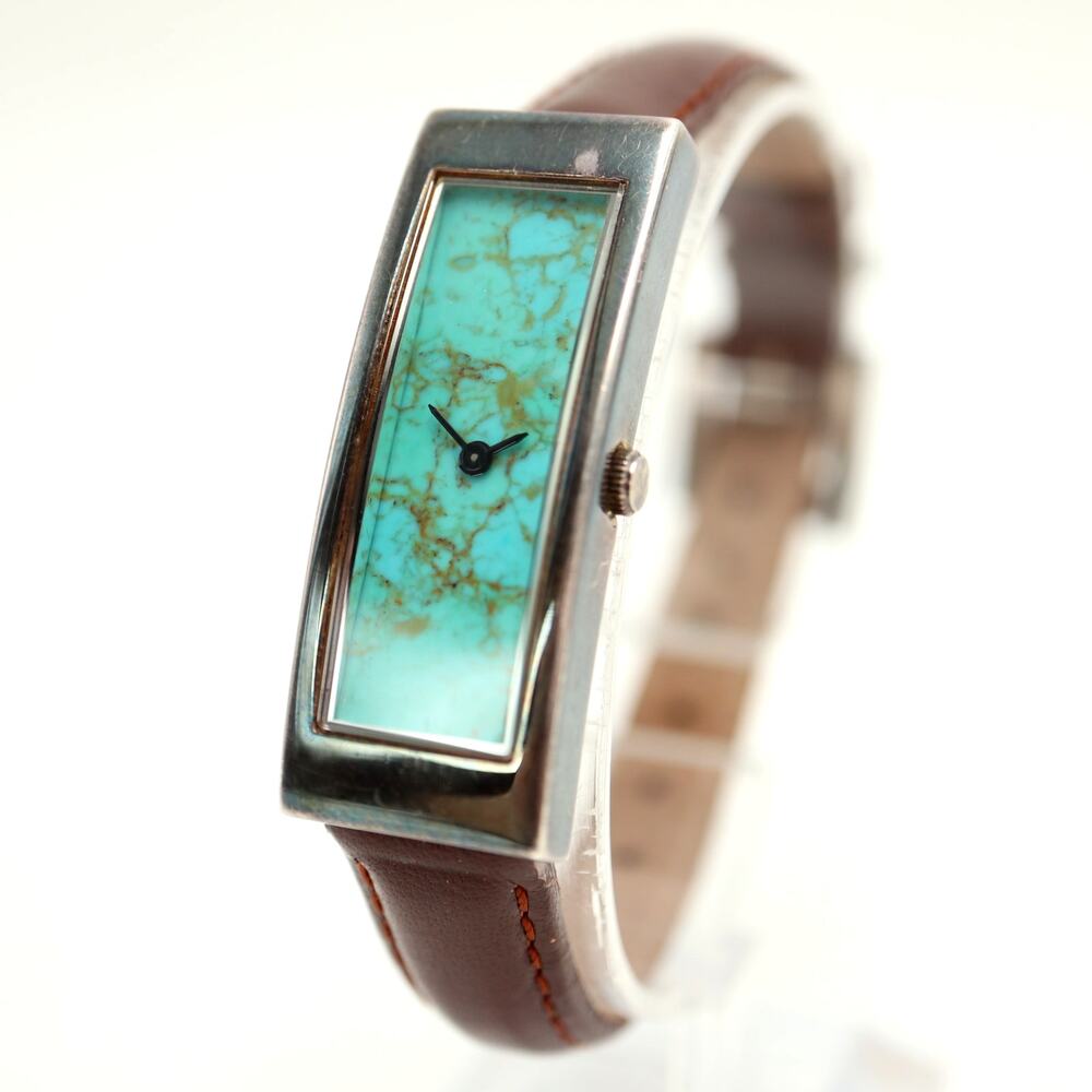 Ecclissi Sterling Silver Turquoise 15mm Petite Womens Watch 925 w New Battery